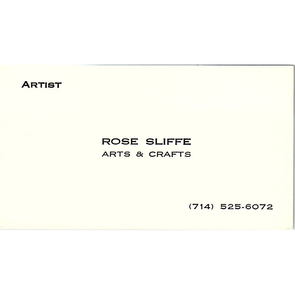 Rose Sliffe Artist Anaheim CA Vintage Business Card SE3-B11