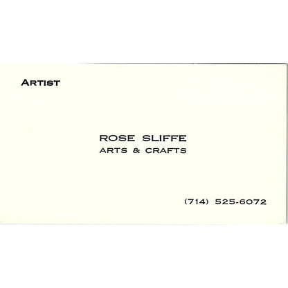 Rose Sliffe Artist Anaheim CA Vintage Business Card SE3-B11
