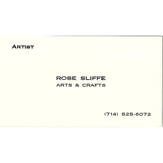 Rose Sliffe Artist Anaheim CA Vintage Business Card SE3-B11