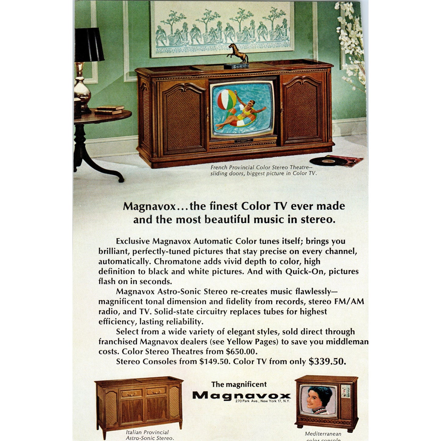 Magnavox French Provincial Cabinet Television TV Teleset Vintage Magazine Ad D20