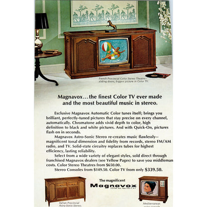 Magnavox French Provincial Cabinet Television TV Teleset Vintage Magazine Ad D20