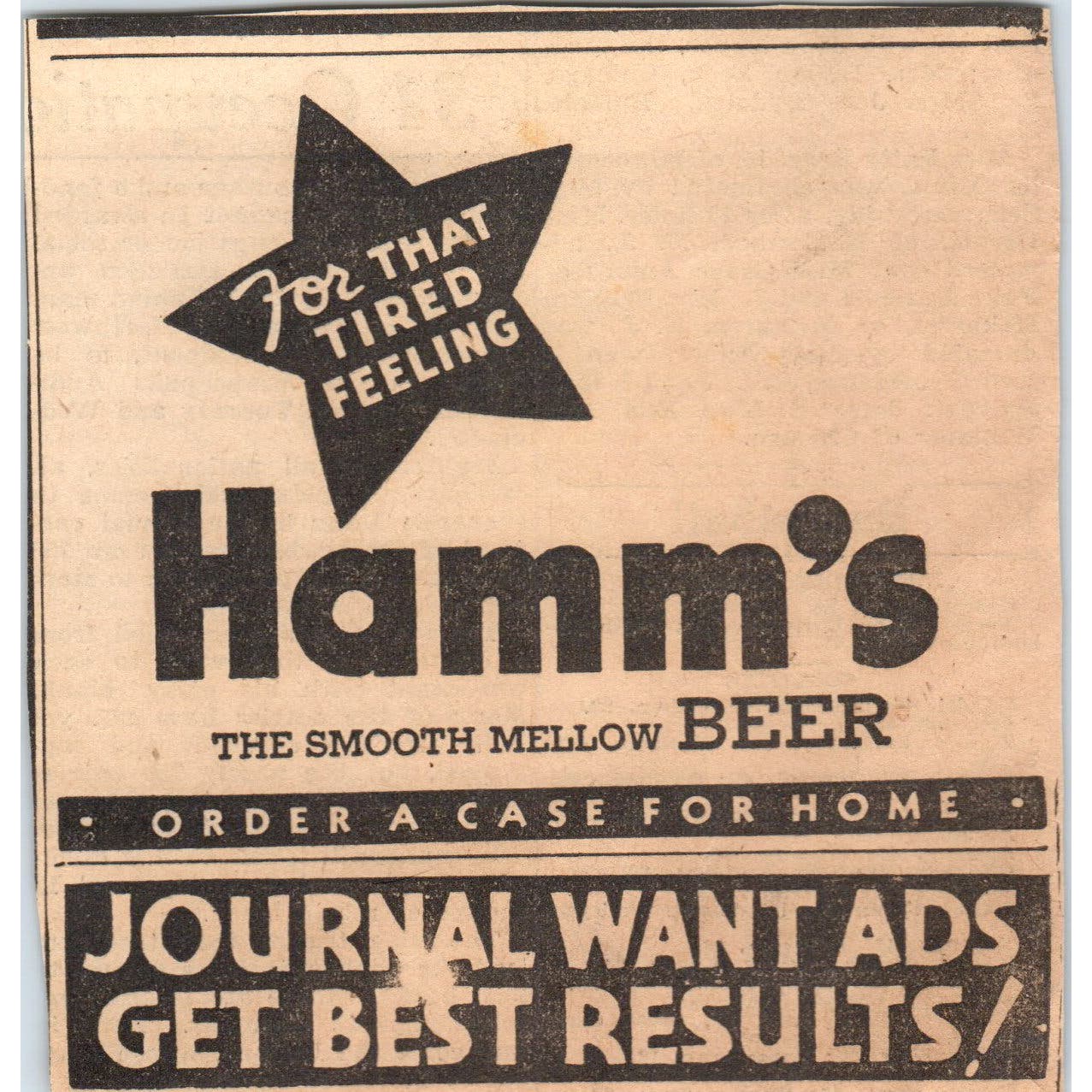 Hamm's Beer Smooth Mellow 4x4 1935 Minneapolis Journal Advertisement AB9