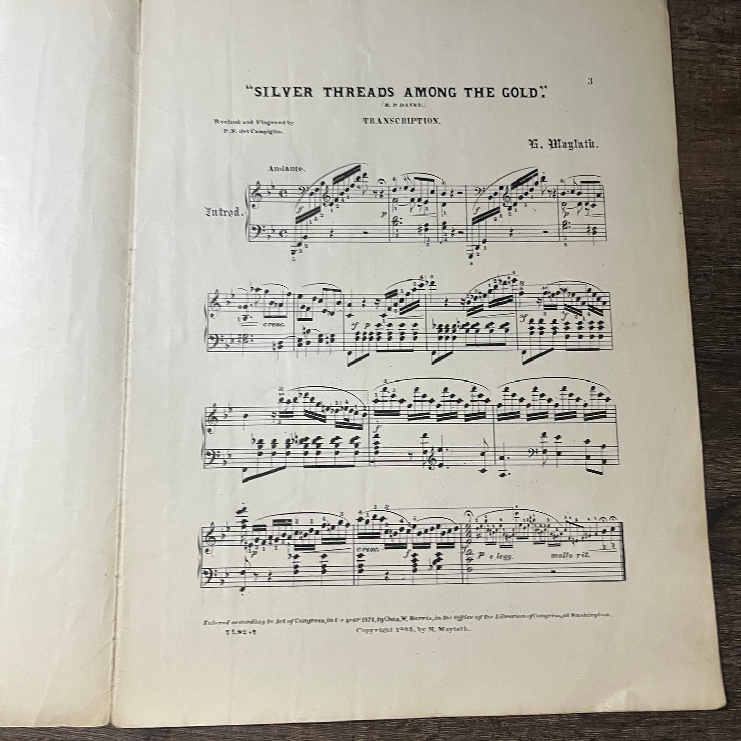 Silver Threads Among the Gold Henry Maylath 1902 Sheet Music V13