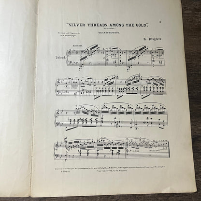 Silver Threads Among the Gold Henry Maylath 1902 Sheet Music V13