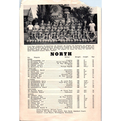 1955 North South American Legion All Star Football Game Program Minneapolis AE2