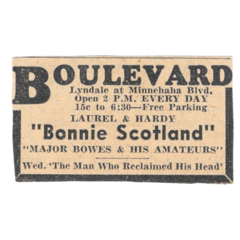 Boulevard Theatre Lyndale at Minnehaha Bonnie Scotland 1935 Ad AE7-H3