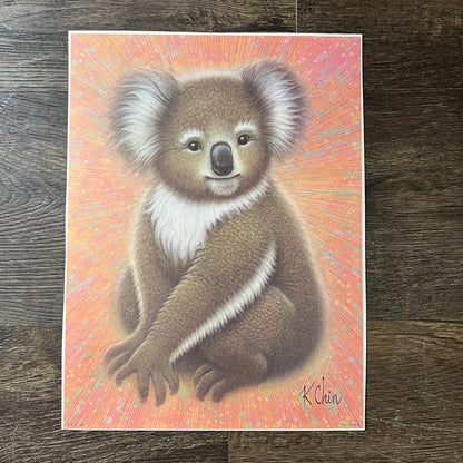 1970s Koala Bear - K Chin Retro Kitsch Lithograph Art Print 9x12 V8