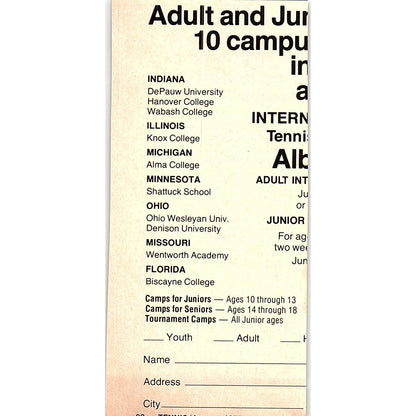Don Budge Tennis Campus Greenspring Valley MD 1977 Ad AF3-Q2