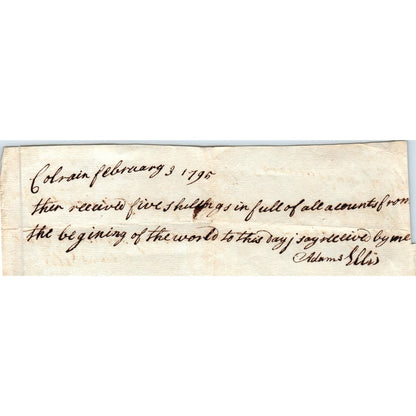 1795 Handwritten Receipt Colrain Massachusetts Adam Ellis AE6-03