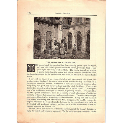The Alhambra by Moonlight - Washington Irving 2 Pages 1884 Poem TA5-CJ-4