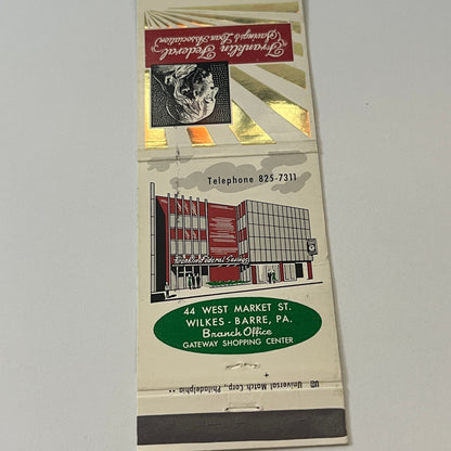 Franklin Federal Savings & Loan Wilkes-Barre PA Vintage Matchbook TB6-MB2-6
