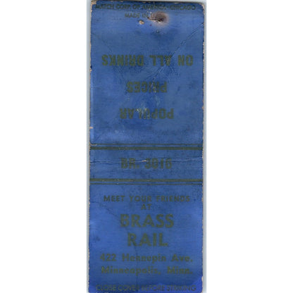 The Brass Rail Hennepin Ave Minneapolis Vintage Matchbook Cover SD2-Y1