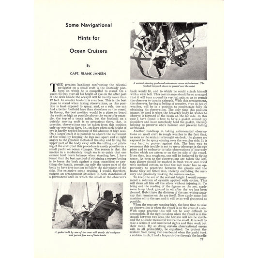 Some Navigational Hints for Ocean Cruisers Capt. Frank Jansen 1932 Article V1-4