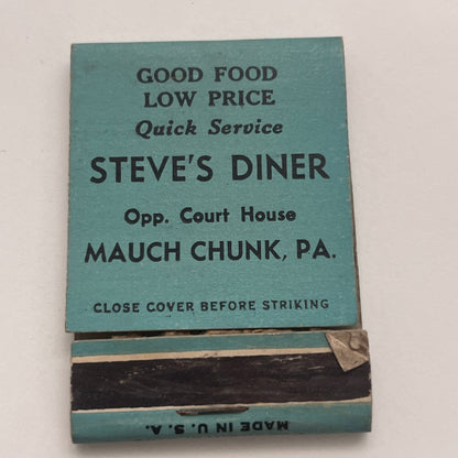Steve's Diner Mauch Chunk PA Vintage Matchbook Cover TB8-MB2-6