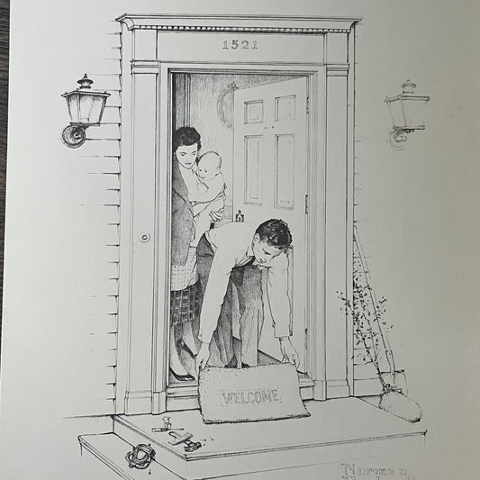 Norman Rockwell Young Family Welcome Home Art Print Lithograph 11x14 V8