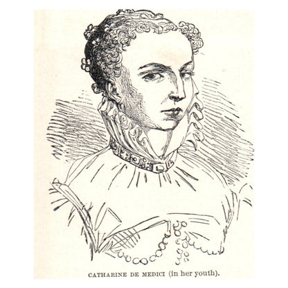Catherine De Medici in Her Youth Engraving Print AF5-M2