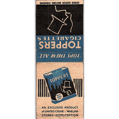 Toppers Cigarettes United Cigar Whelan Stores Vintage Matchbook Cover SC7-Y5