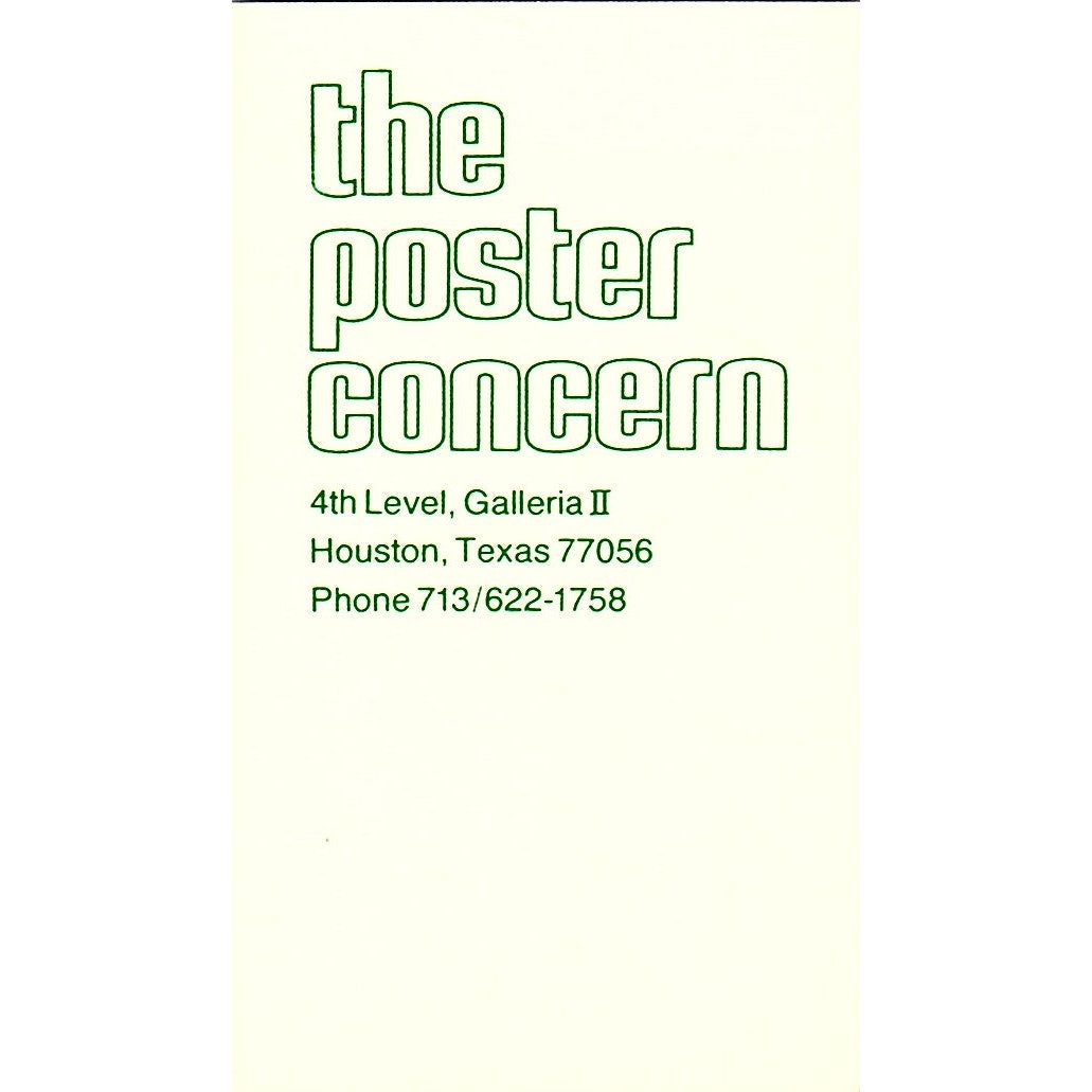 The Poster Concern Galleria II Houston TX Vintage Business Card SE3-B12