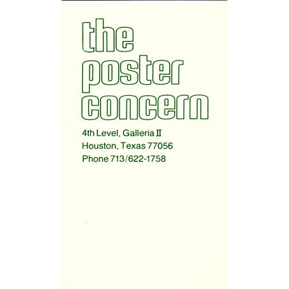 The Poster Concern Galleria II Houston TX Vintage Business Card SE3-B12