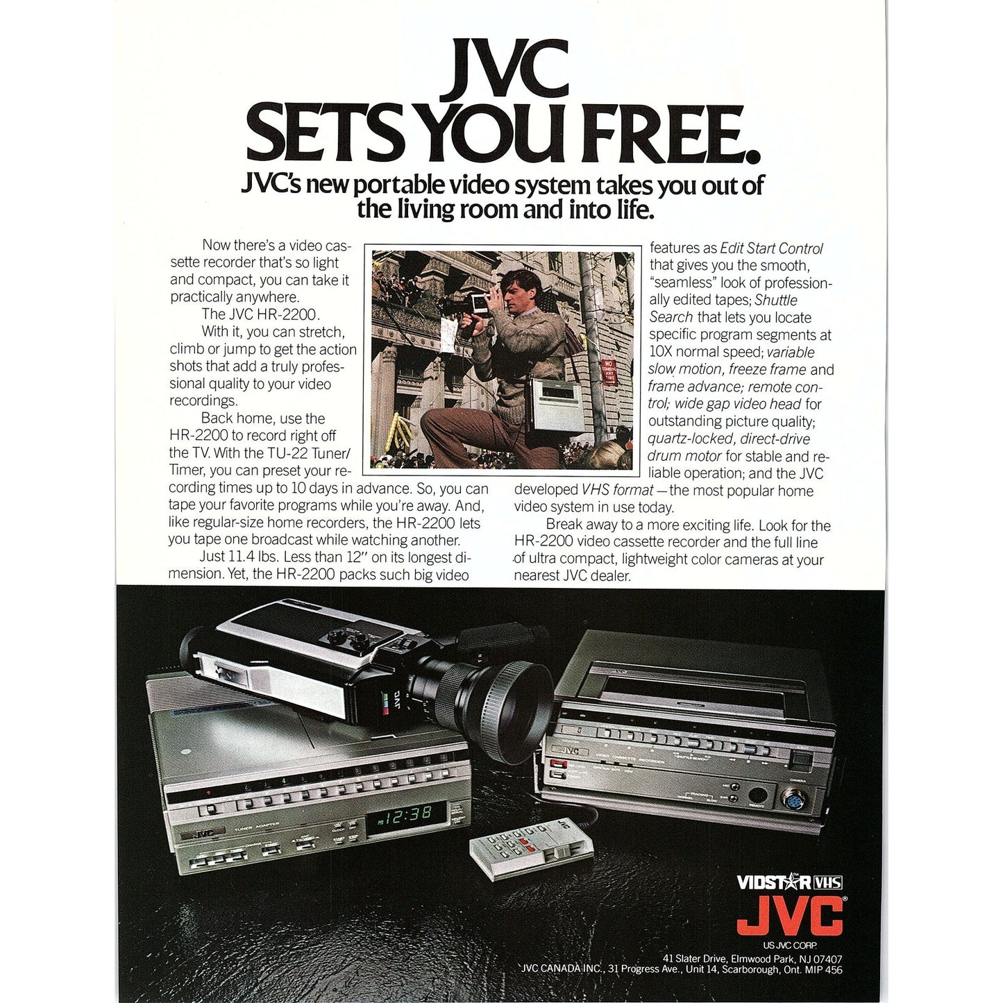 JVC Portable Video System Vidstar VHS 8x11" 1981 Ad D26