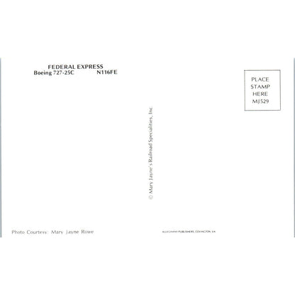 Federal Express FedEx Boeing 727-25C N116FE Vintage Postcard TG8-PC