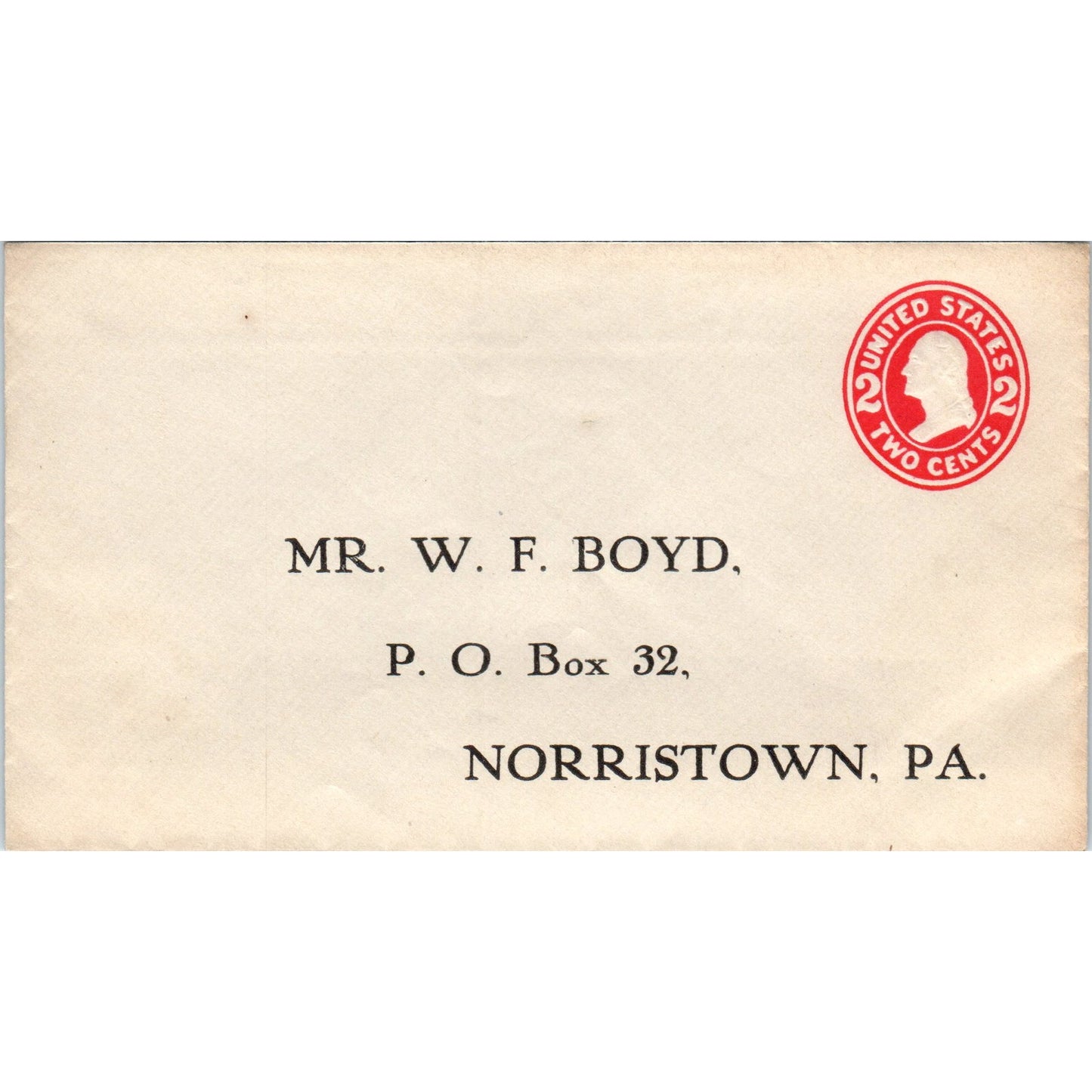 c1910 Mr. W.F. Boyd Norristown PA Postal Cover Envelope TG7-PC2