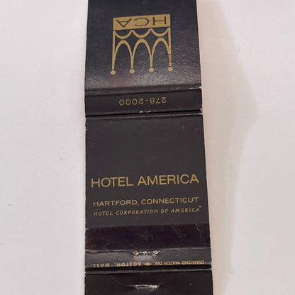 Hotel America Hartford CT Vintage Matchbook Cover TB6-MB1-10