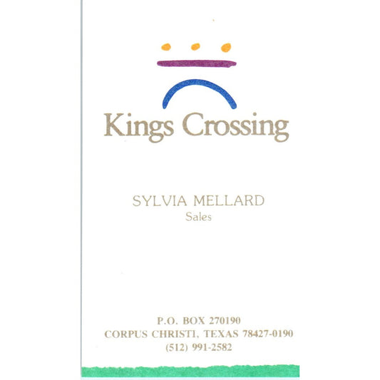 Sylvia Mellard Kings Crossing Corpus Christi TX Vintage Business Card SD8-B21