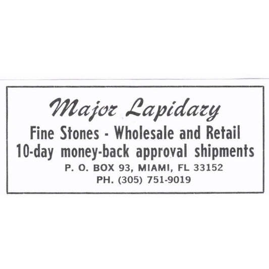 Major Lapidary Fine Stones Miami Florida 1972 Ad AF8-S5