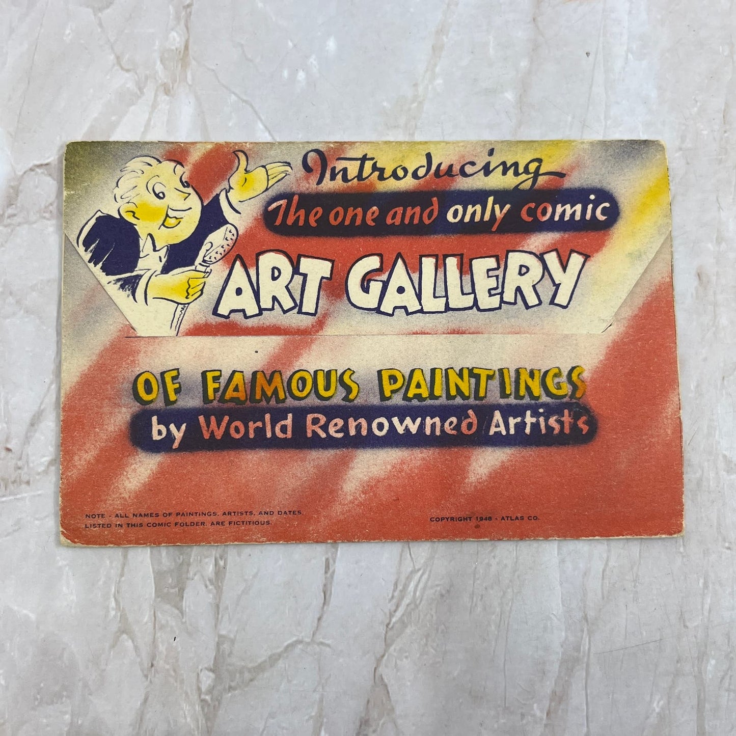 1948 Atlas ART GALLERY of Famous Paintings Souvenir Fold-Out Humor 6x4 TI8-S1