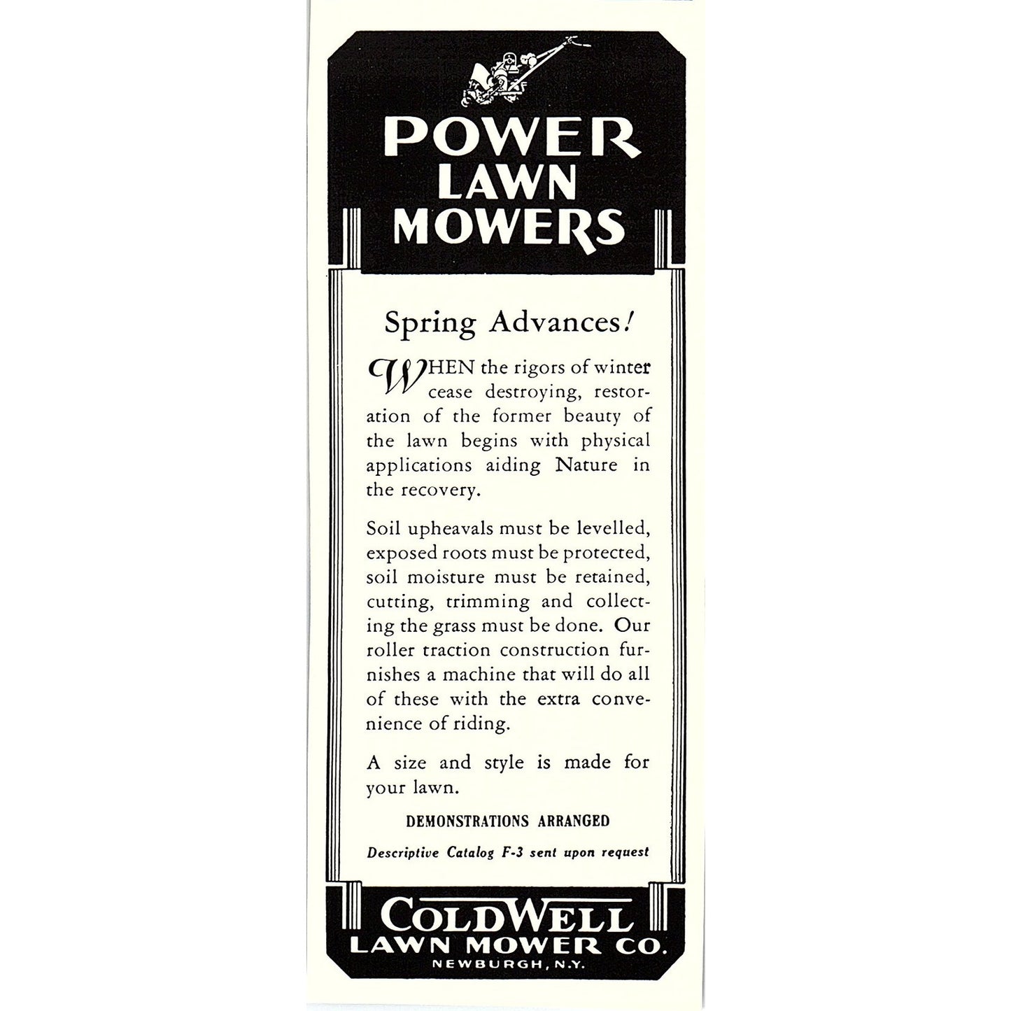Coldwell Lawn Mower Co Power Lawn Mowers Newburgh NY Ad 1935 AG3-2