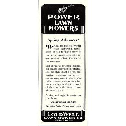 Coldwell Lawn Mower Co Power Lawn Mowers Newburgh NY Ad 1935 AG3-2