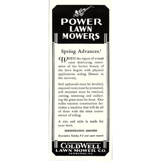 Coldwell Lawn Mower Co Power Lawn Mowers Newburgh NY Ad 1935 AG3-2
