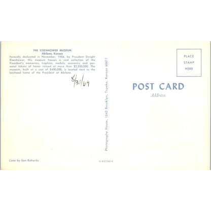 The Eisenhower Museum Abilene Kansas Vintage Postcard PC17