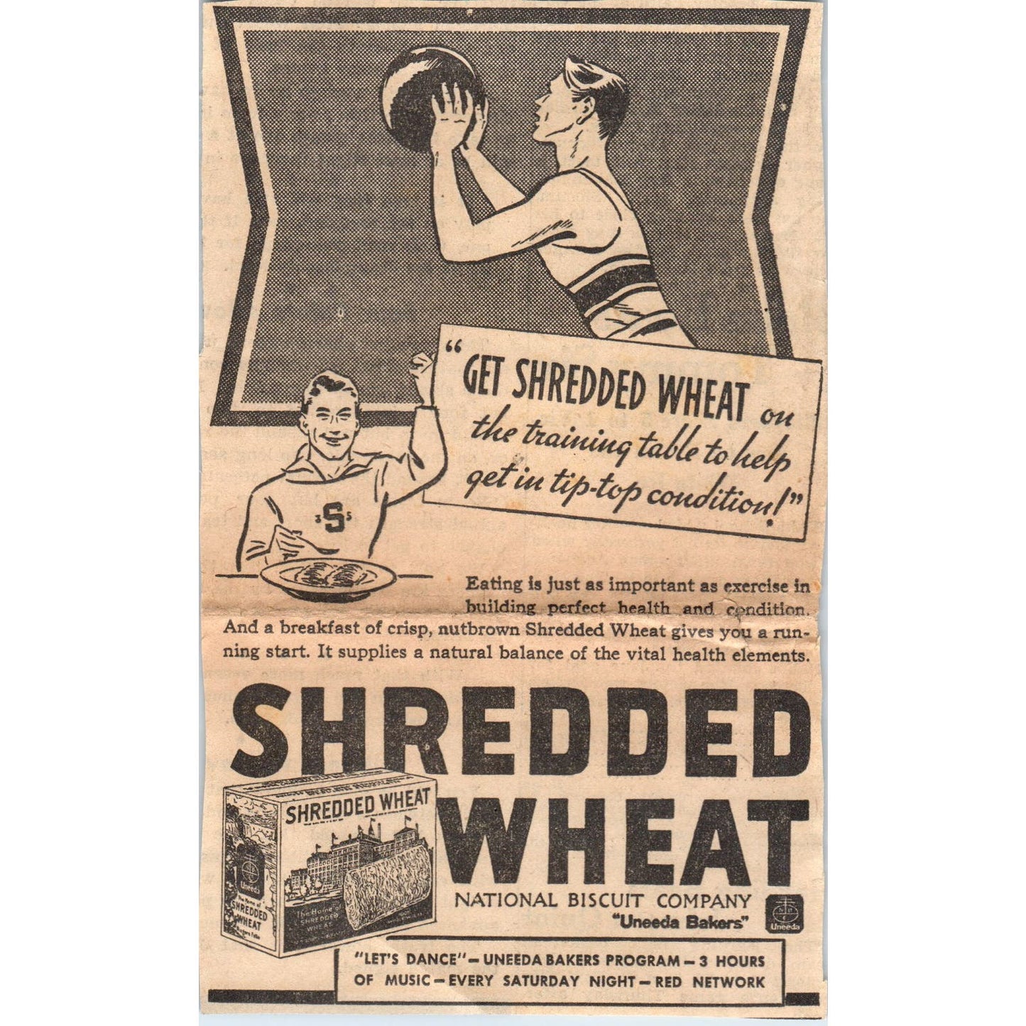 Shredded Wheat Basketball NABISCO 1935 Minneapolis Journal Advertisement AB9
