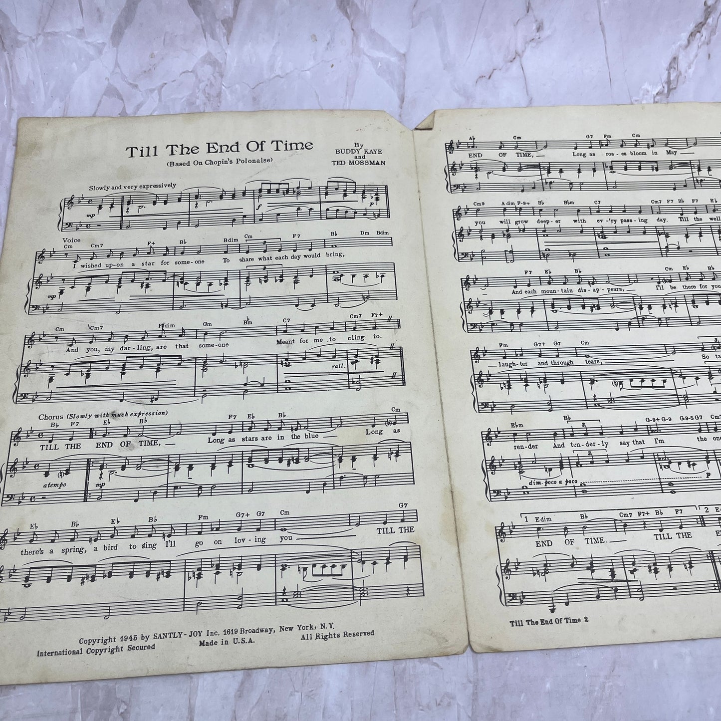 Till the End of Time Based on Chopin's Polonaise Antique Sheet Music Ti5