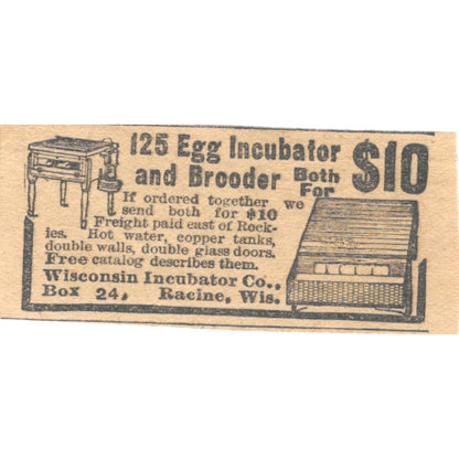 Wisconsin Incubator Co Racine WI 1910 Magazine Ad AF1-SS8