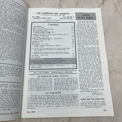 1985 July American Bee Journal Magazine Bees Beekeeping Honey M8
