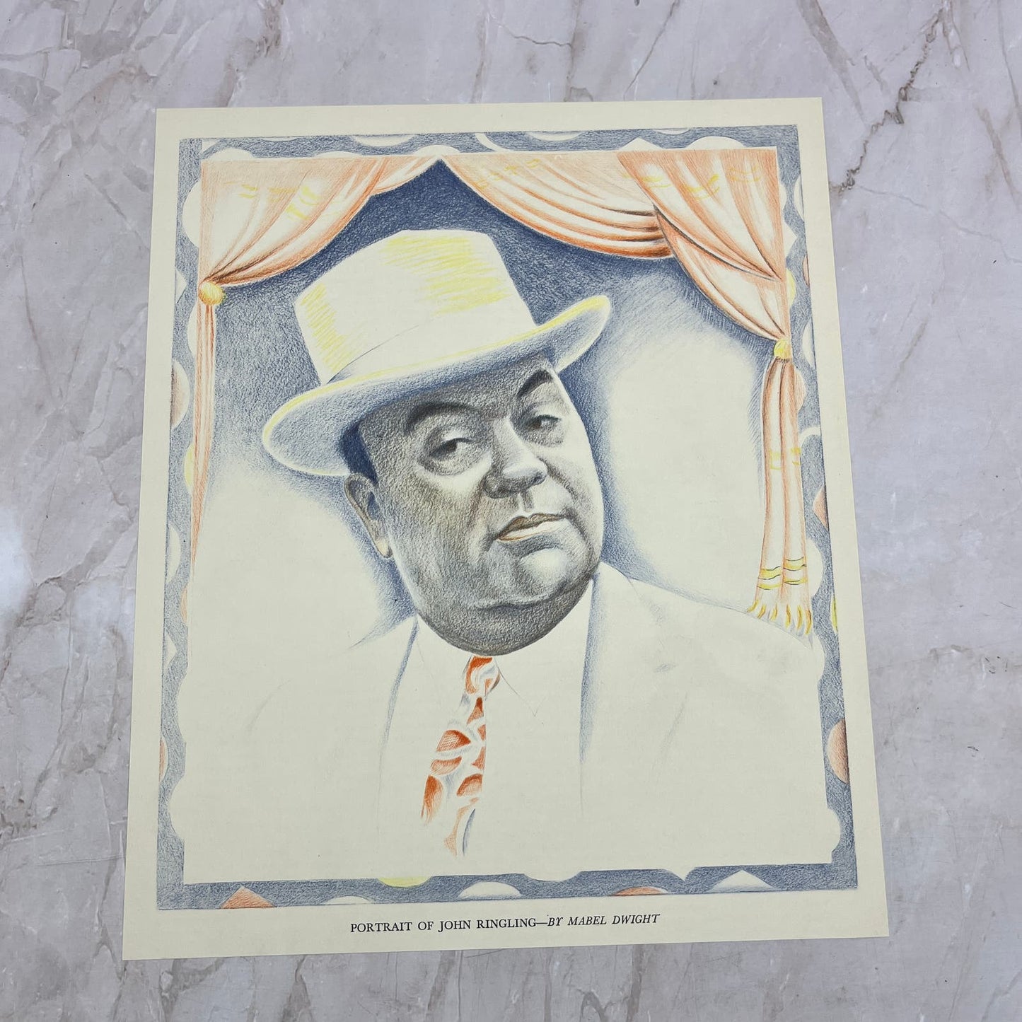 Portrait of John Ringling Vintage Print Circus Mabel Dwight 1930 FL6-9