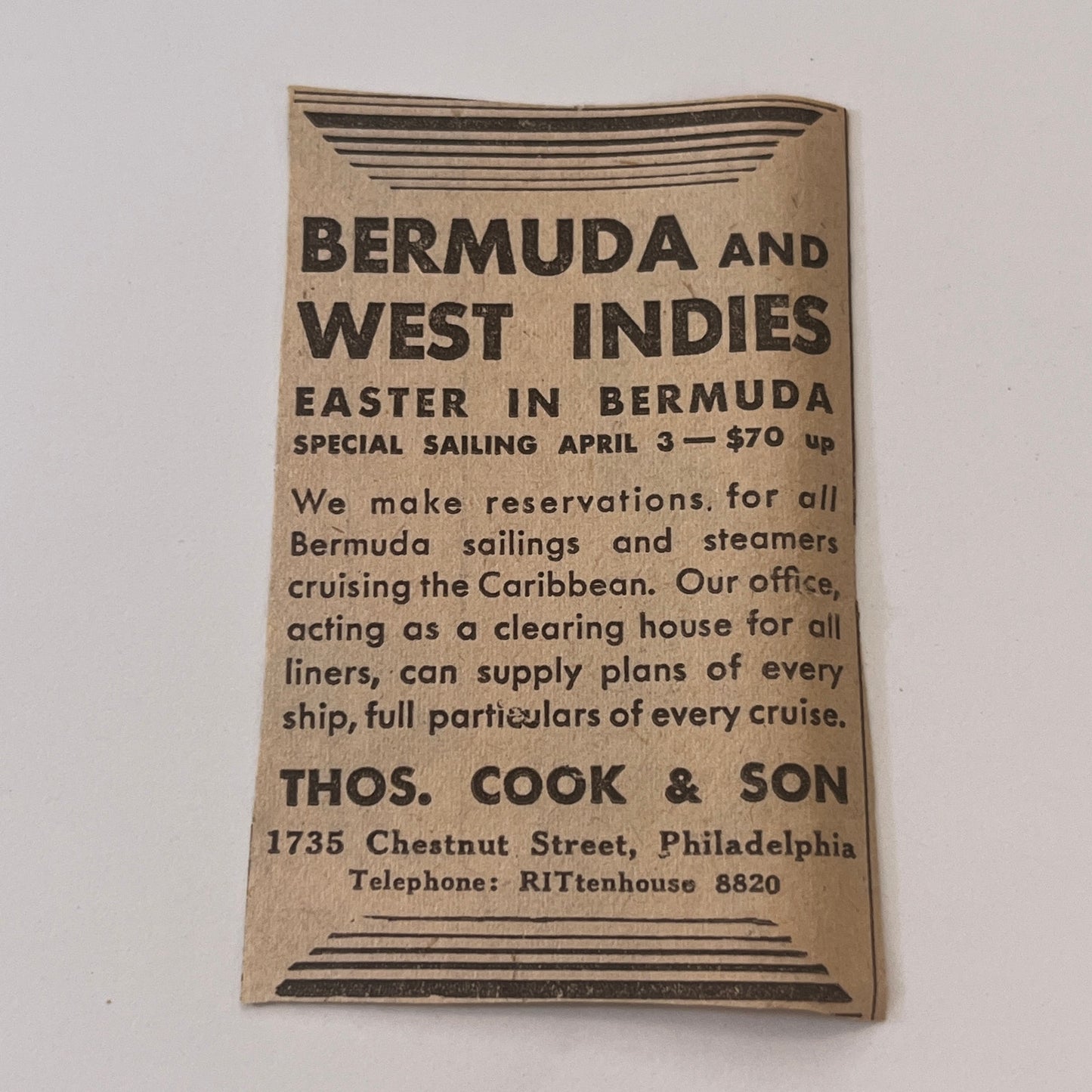 Thos. Cook & Son Philadelphia PA 1931 Newspaper Ad SAG4-S13