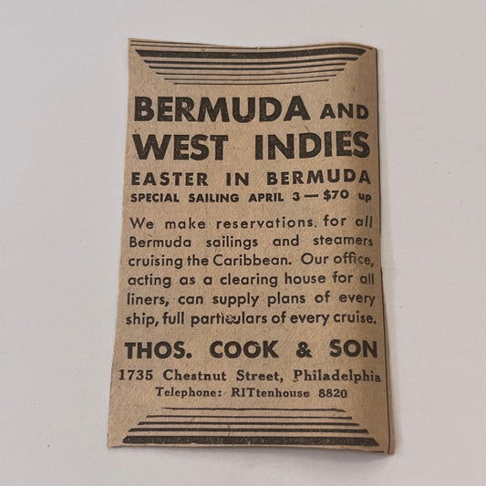 Thos. Cook & Son Philadelphia PA 1931 Newspaper Ad SAG4-S13
