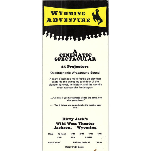 Dirty Jack's Wild West Theater Jackson, WY 1960s Travel Leaflet TH2-TB4