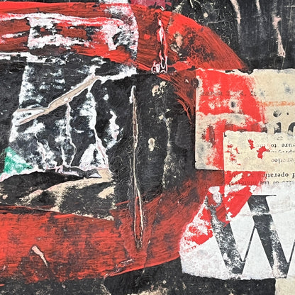 Original Minimalist Modern Art Collage Painting 8.5x11 "Amathophobia" Signed