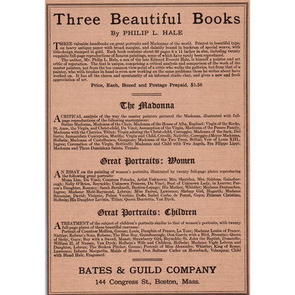 Bates & Guild Co Klassiker Der Kunst Boston c1905 Victorian Ad D13
