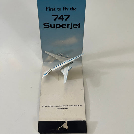 Pan Am Airlines 747 Popup Vintage Matchbook Cover TB7-MMZ4