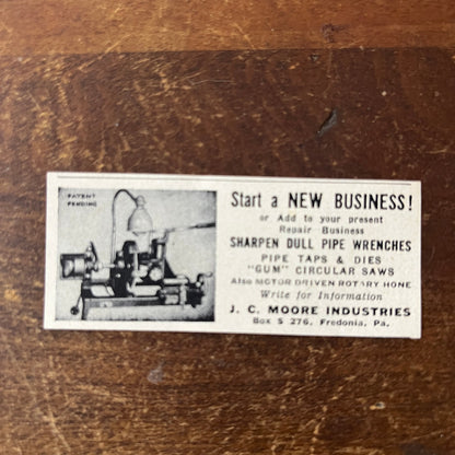 J.C. Moore Industries Pipe Taps & Dies Fredonia PA 1955 Ad AF9-S9