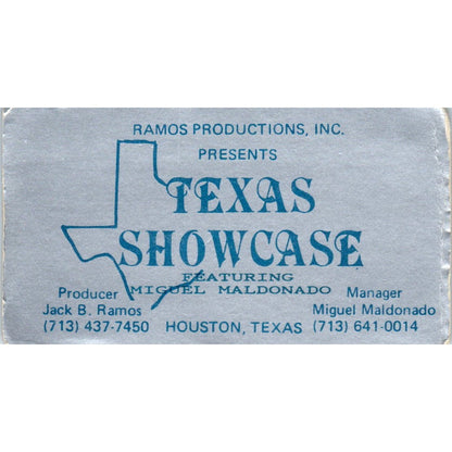 Jack B Ramos Texas Showcase Miguel Maldonado Houston Vtg Business Card SE3-B6