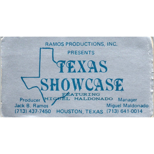 Jack B Ramos Texas Showcase Miguel Maldonado Houston Vtg Business Card SE3-B6