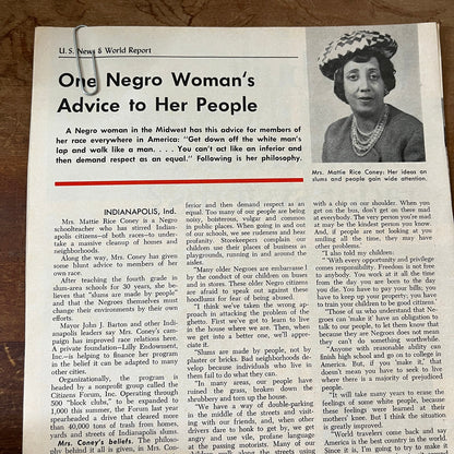 Mattie Rice Coney Advice to African Americans Civil Rights 1967 Article AG1-15