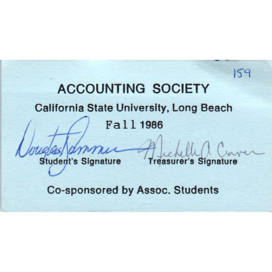 Accounting Society CA State University Long Beach 1986 Business Card SD8-B9
